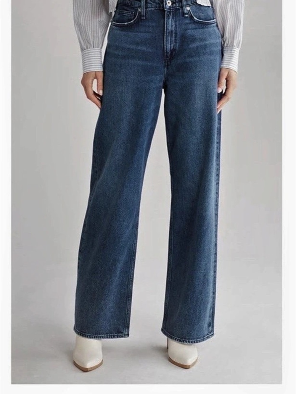 Rag & Bone The Logan Mid-Rise Wide Leg Wide Leg Jeans in Charlock Waist 26 NWT